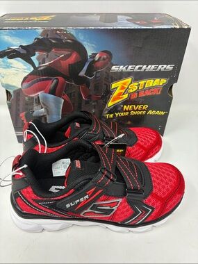 Skechers Red & Black Kids Z-Strap Athletic Sneakers